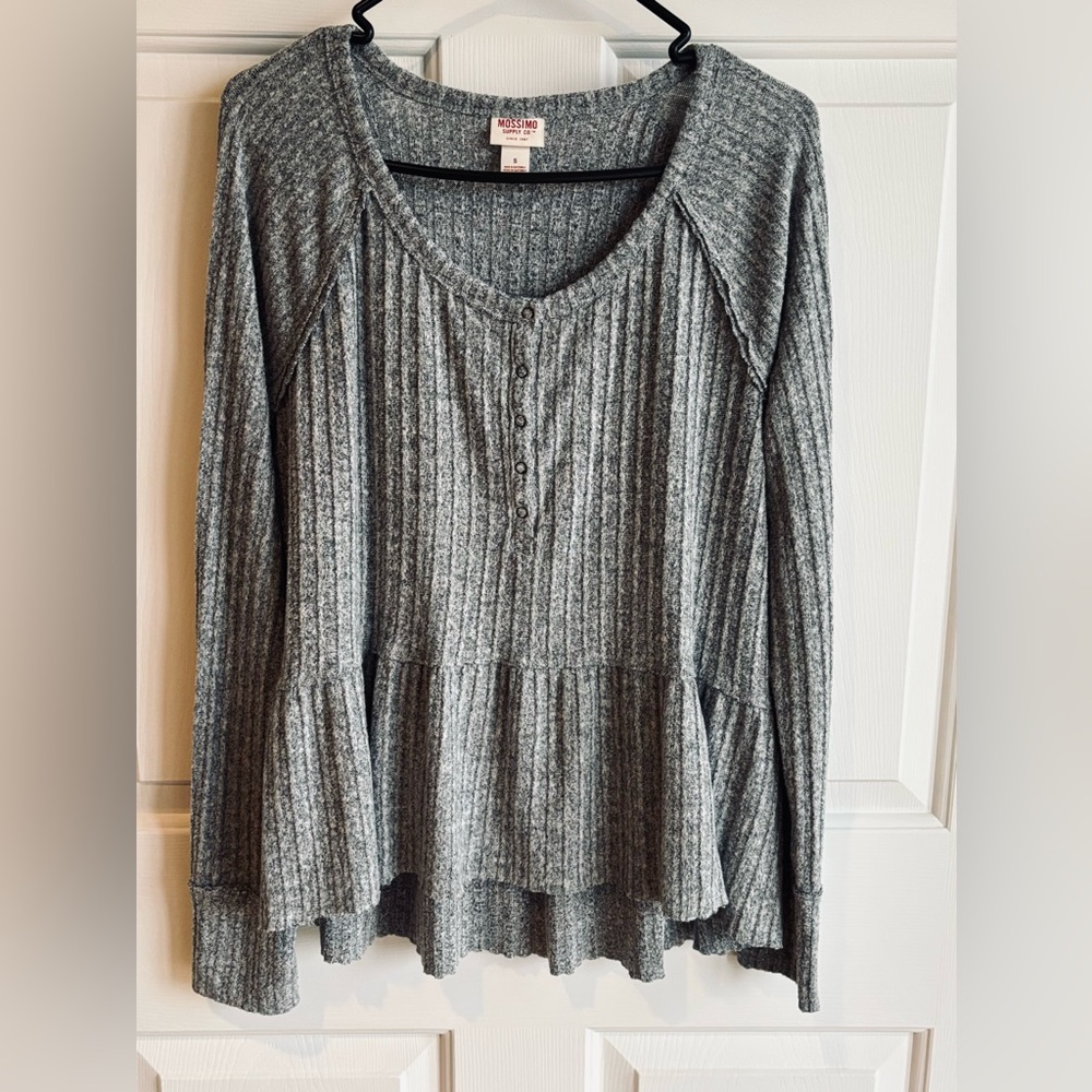 Size Small Mossimo Supply Co. Soft, Grey, Ribbed, Long Sleeve Top